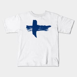 Finland Flag - Scandinavian Cross - Pencil Strokes Kids T-Shirt